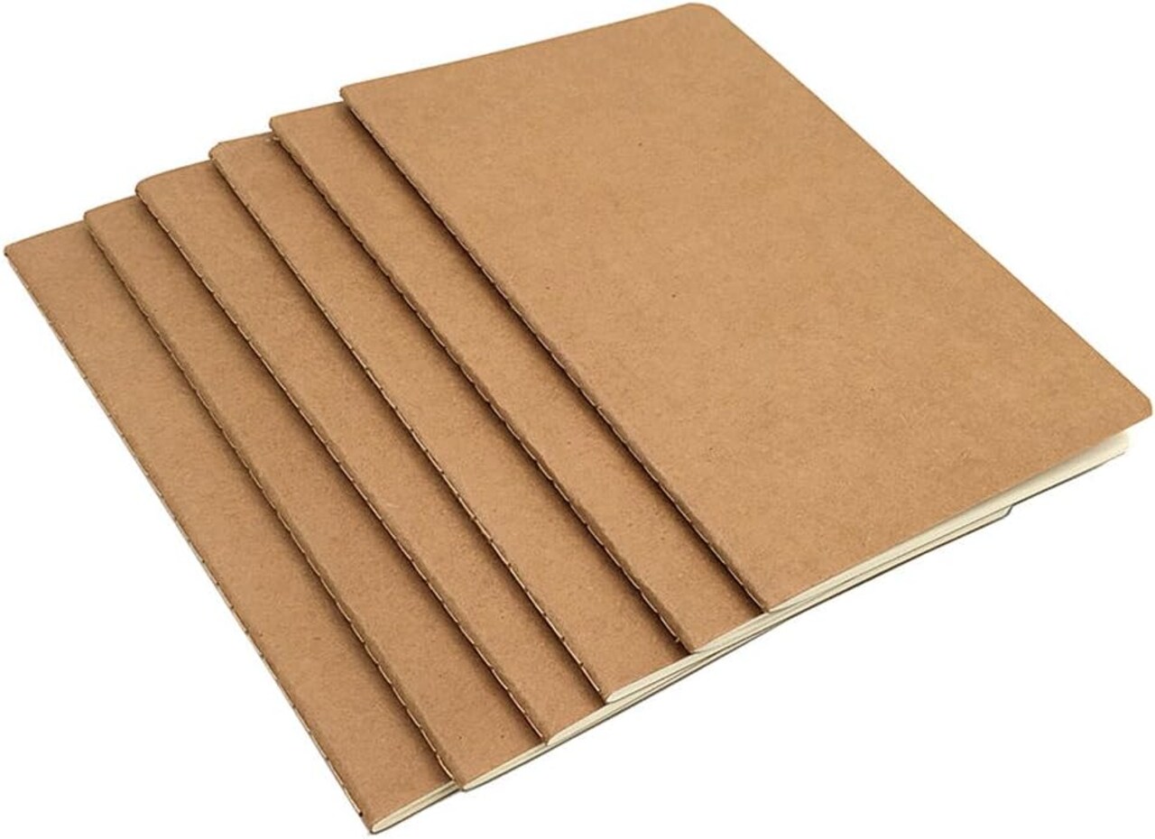 6 pack Notebook Brown Softcover Thread-bound Notebook Journal Diary Memo Notepad